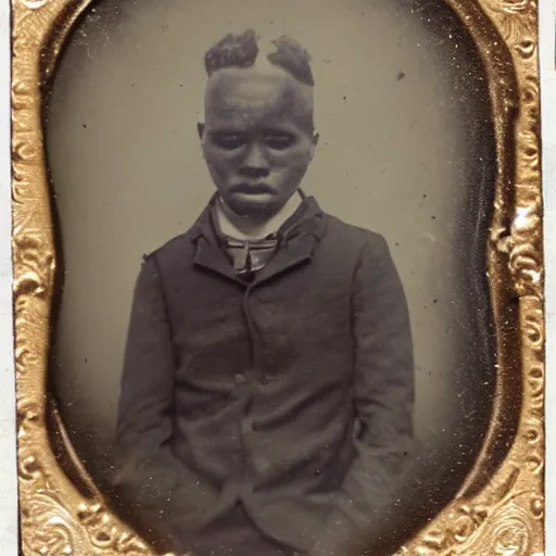 Prompt: tintype photo of a nightmare