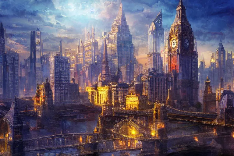 Prompt: a magnificent city. fantasy. photorealism.