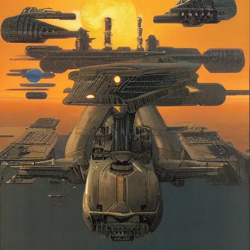 Image similar to science - fiction novel cover art by peter elson, syd mead, detailed, cinematic,