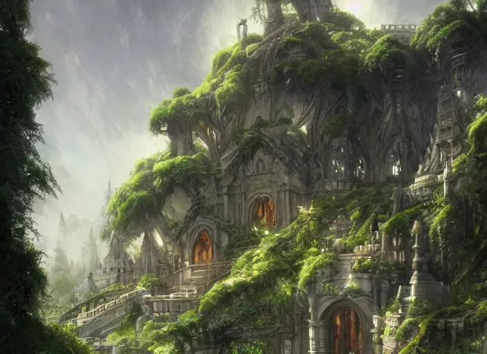 A beautiful elven city made of ivory, anime, lush | Stable Diffusion ...