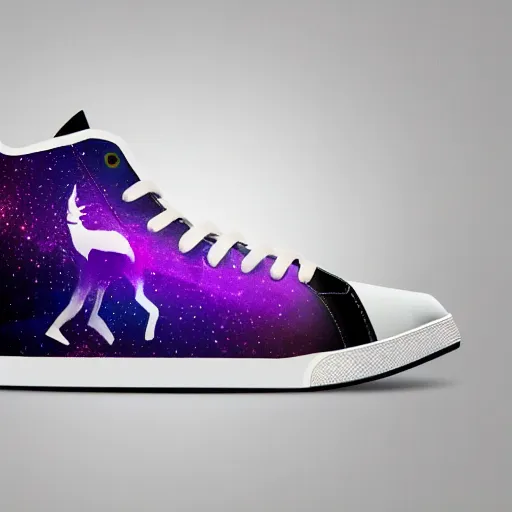 Image similar to Unicorn sneakers designed by Tinker Hatfield, digital art