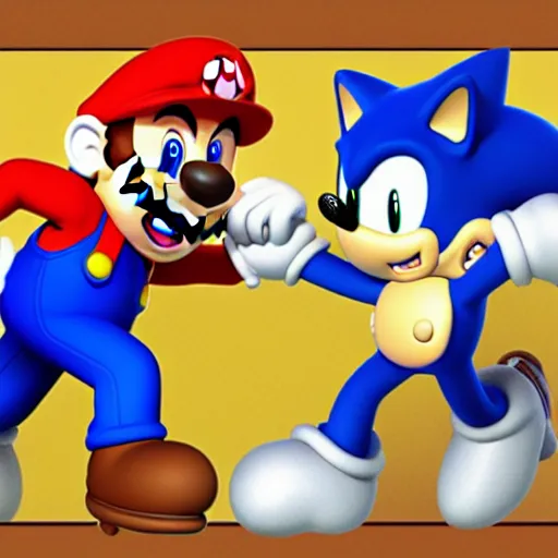 Image similar to super mario hangs out with sonic