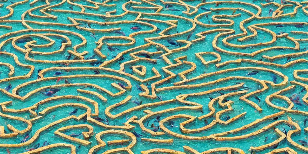 Image similar to a maze made of fish swimming