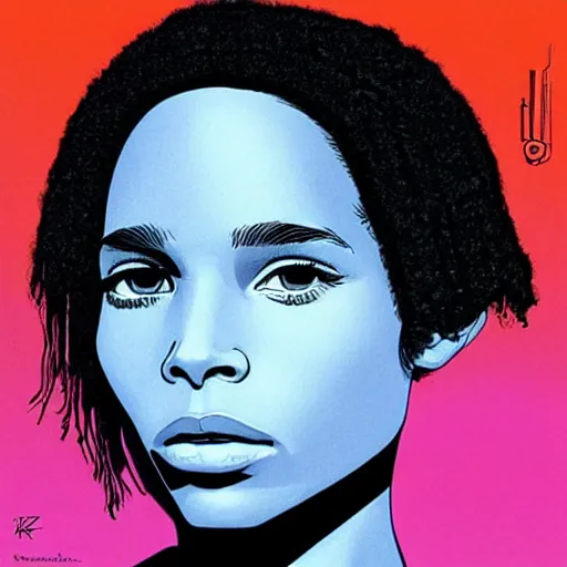 Image similar to “ zoe kravitz retro minimalist portrait by jean giraud, moebius starwatcher comic, sharp, smooth face, 8 k ”