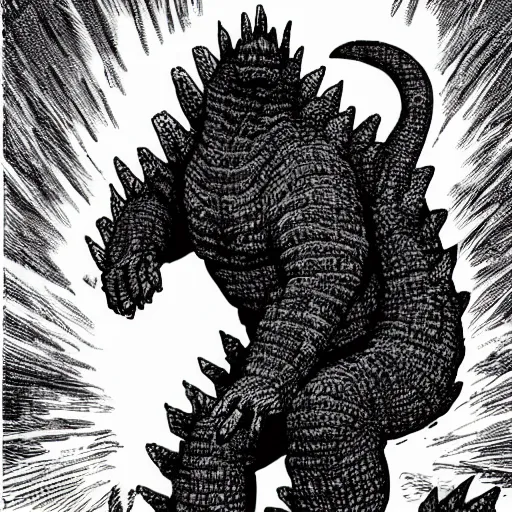 Image similar to godzilla by alan moore