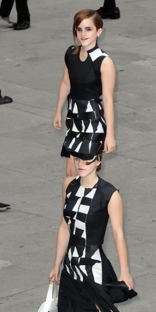 Image similar to emma watson wearing a chess dress