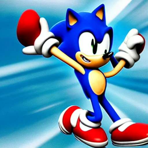 Prompt: sonic the hedgehog shows his feet,