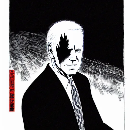 Image similar to Joe Biden looking sinister, by Tsutomu Nihei, highly detailed