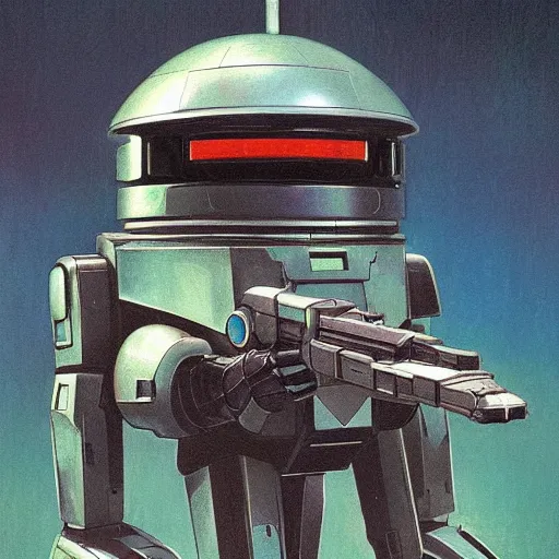 Prompt: dark gunpla droid kenku. helmet. rifleman. science fiction, portrait by donato giancola and greg rutkowski and wayne barlow. 1 9 6 8 cover. top all time r / imaginarycyberpunk.