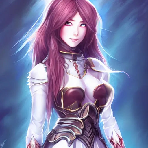 Image similar to a portrait of an attractive knight female anime character with long hair, artgerm, full body, trending on artstation