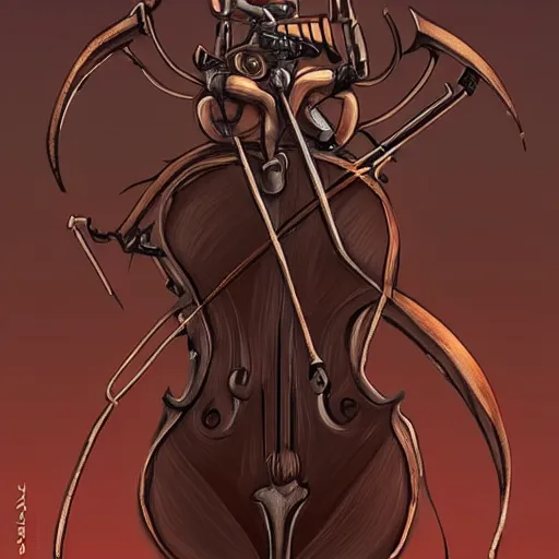 Prompt: a humanoid cello warrior, Character design, concept art