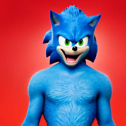 Image similar to The actor Jim Carrey as the Sonic from the movie Sonic The Hedgehog (2020)