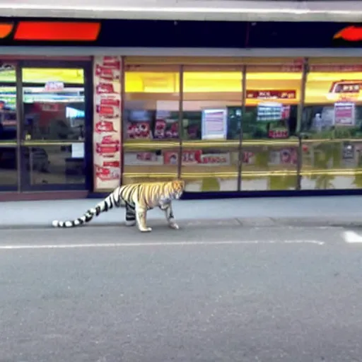 Image similar to CCTV footage of a tiger at 711