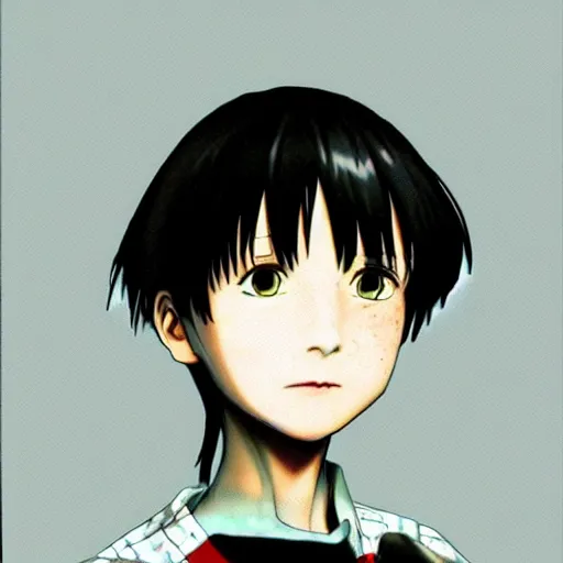 Image similar to a portrait of Lain from serial experiments: Lain Shinji Aramaki