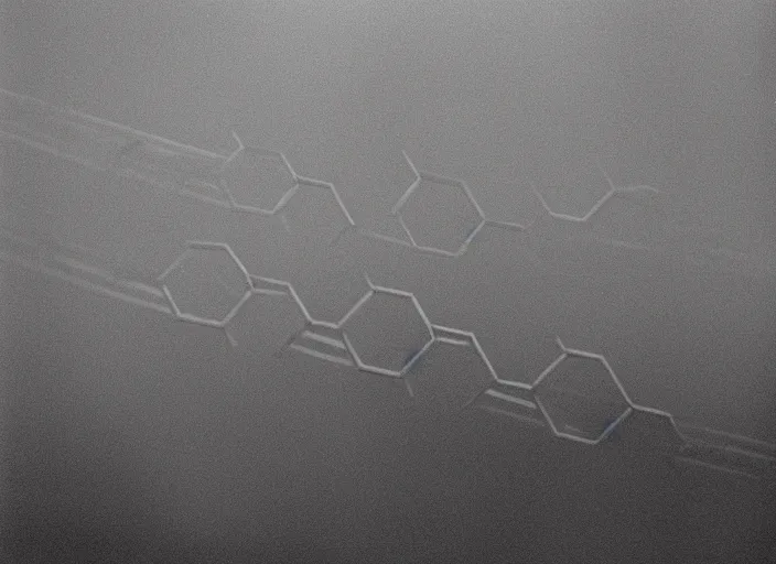 Image similar to an underexposed kodak 500 photograph of a double helix, volumetric fog, muted color