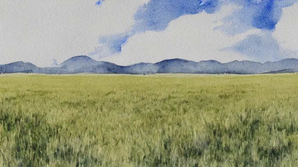 Prompt: a Watercolor drawing of a field