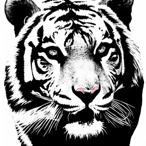 Prompt: incredible half - geometric tiger art illustration