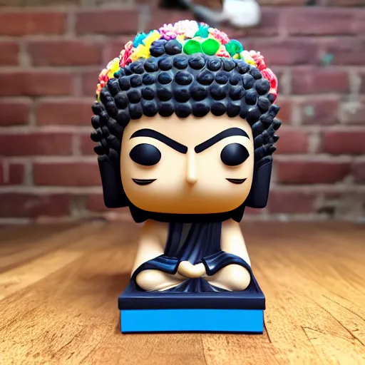 Image similar to the buddha, funko pop of the buddha, product design, product photo