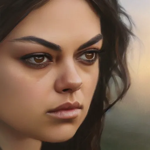 Prompt: mila kunis closeup portrait, dramatic light, lake background, 2 0 0 mm focal length, painted by stanley lau, painted by greg rutkowski, painted by stanley artgerm, digital art, trending on artstation