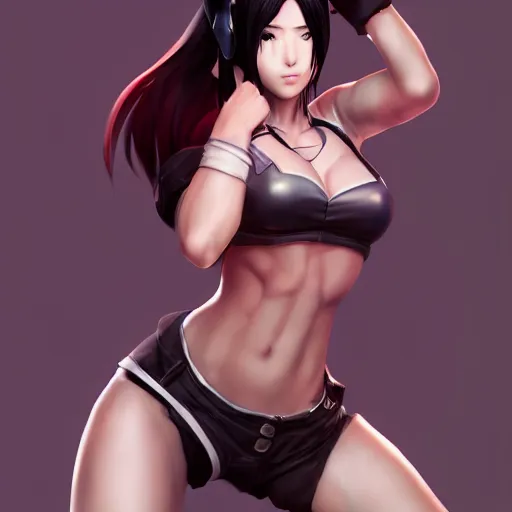 Image similar to face and body shot of tifa lockhart by wlop, rossdraws, mingchen shen, bangkuart, sakimichan, yan gisuka, jeongseok lee, artstation, 4k