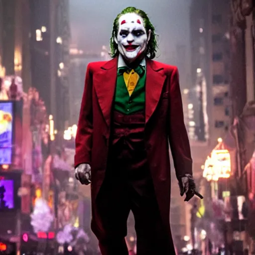 Image similar to stunning awe inspiring ( robin williams ) as the joker 8 k hdr movie still atmospheric lighting