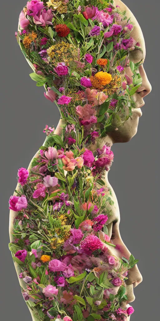 Prompt: a lovely cornucopia of flowers and human body parts, body parts, highly detailed, octane render, cinematic