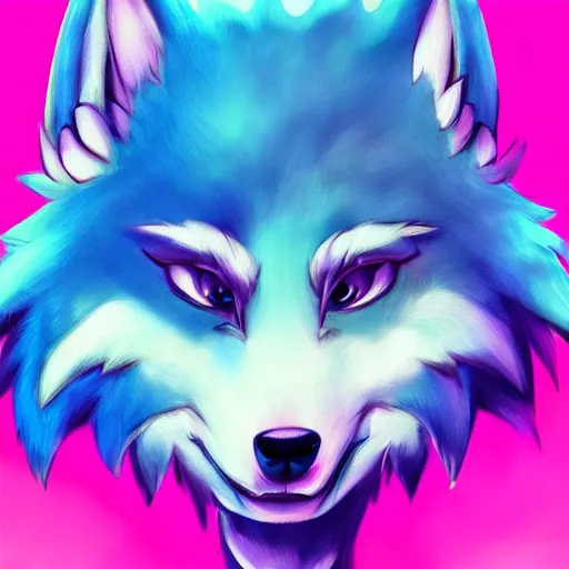 Image similar to art of an anthropomorphic furry style Blue wolf fursona, profile picture, Falvie, trending on artstation