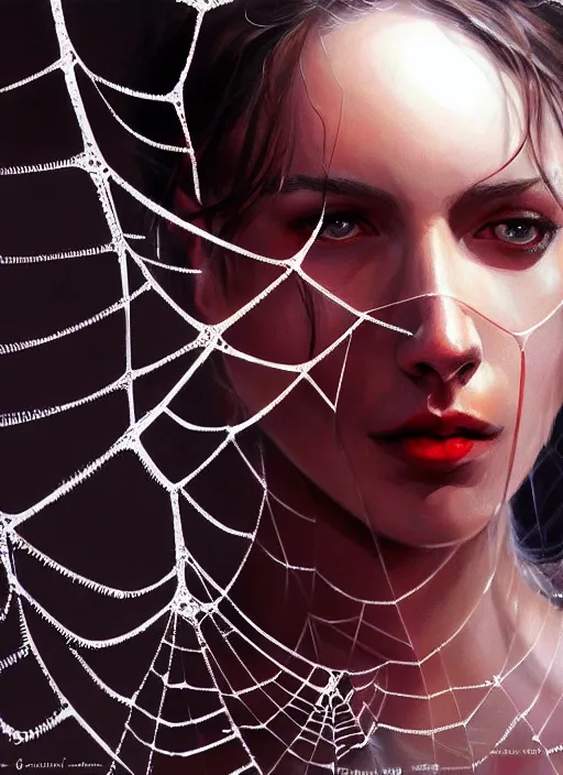 Prompt: painting of a woman in a spider web, highly detailed, digital painting, artstation, concept art, smooth, sharp focus, illustration, art by gabriele dell otto, 8 k