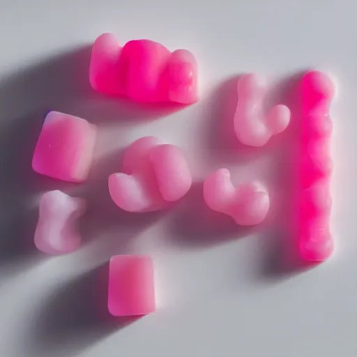 Image similar to photo of pink gummy bear, studio lighting, white background