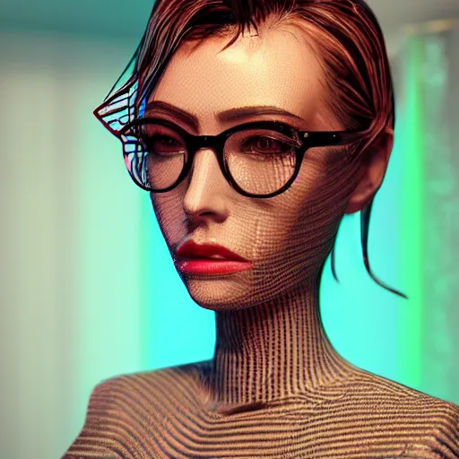 Image similar to stylish woman cartoon portrait made out of rain, pinstripe suit, wearing a shiny metal crown, cyberpunk background, rendered in octane, unreal engine, highly detailed, trending on artstation, realistic, neon, beautiful