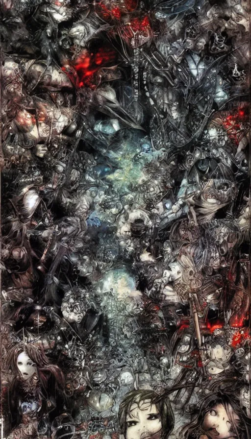 Prompt: the end of the world, by yoshitaka amano,