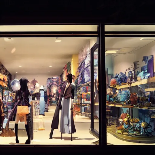 Image similar to makoto shinkai fantasy store window