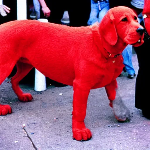 Prompt: clifford the big red dog at the stonewall riots in 1 9 6 9