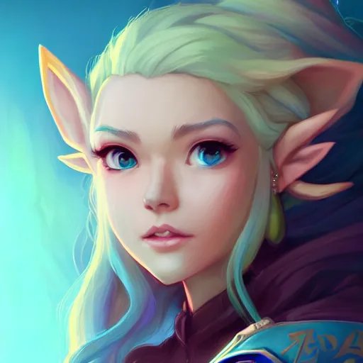 Image similar to a portrait of zelda, art by lois van baarle and loish and ross tran and rossdraws and sam yang and samdoesarts and artgerm and saruei and disney and wlop, digital art, highly detailed, intricate, sharp focus, trending on artstation hq, deviantart, unreal engine 5, 4 k uhd image