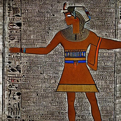 Image similar to dave strider in the style of ancient egyptian artwork