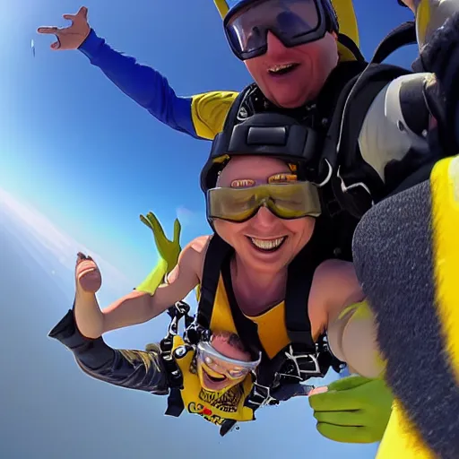 Image similar to SpongeBob skydiving GoPro photo, photograph, hyper detailed, 4k