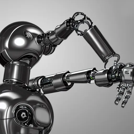 Prompt: robotic arm hyperrealism art, datacenter web servers