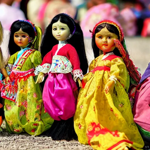 Image similar to Realistic photograph of dolls made in Losoong festival in India