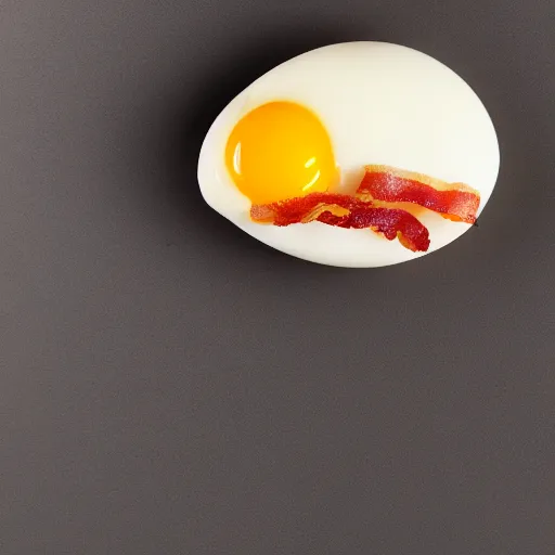 Prompt: an egg and a piece of bacon combined as one, concept , photo, 4k detail