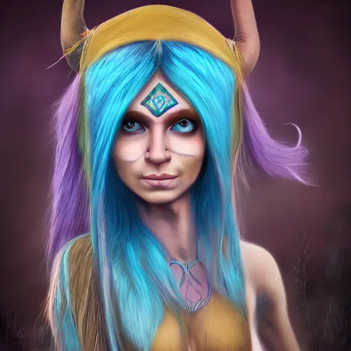 Image similar to indigenous elf with light blue eyes wearing a nose ring and long purple hair digital art, irina french, heraldo ortega, mandy jurgens, golden ratio, art canvas, award winning, masterpiece trending on artstation 8 k 1 5 0 mpx