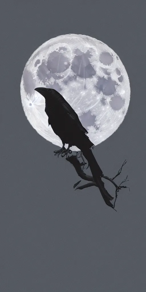 Prompt: crow in front of the full big moon, digital art, high definition, 8k, high details, high quality