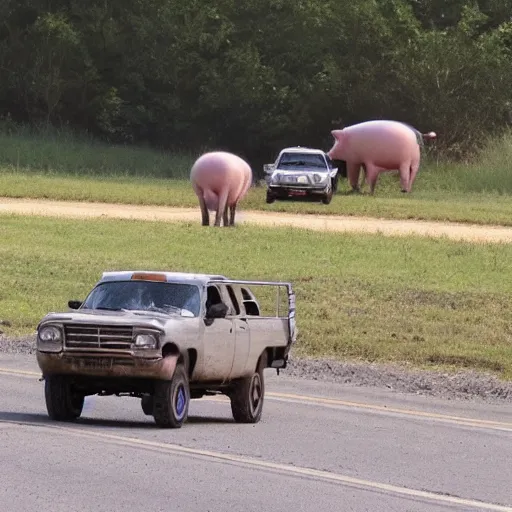 Prompt: Pig Rigs: Over the Road