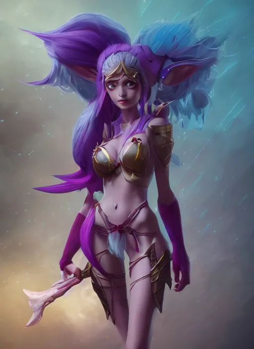 Image similar to lillia the elf - centaur, from league of legends, au naturel, hyper detailed, digital art, trending in artstation, cinematic lighting, studio quality, smooth render, fluorescent skin, unreal engine 5 rendered, octane rendered, art style by klimt and nixeu and ian sprigger and wlop and krenz cushart