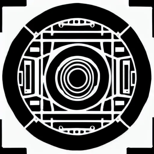 Image similar to black and white sci fi luxury themed svg vector art panel for cnc plasma, laser, stencil, unique art deco hole through circuit design