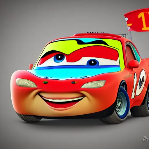 Image similar to a random pixar cars character, digital art, detailed