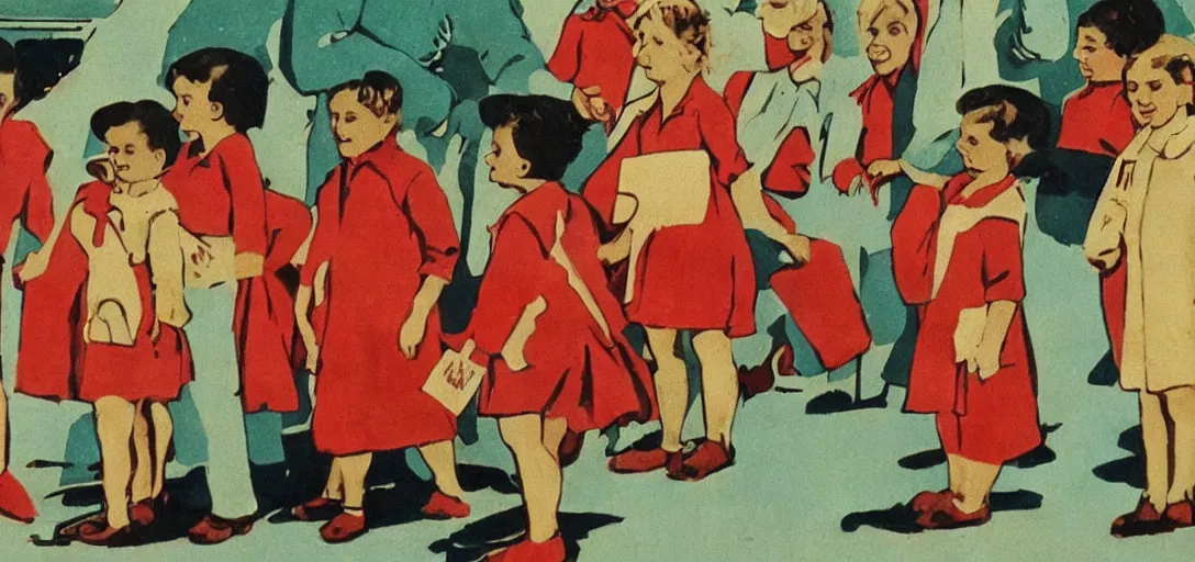 Prompt: Soviet Propaganda about encouraging children to study
