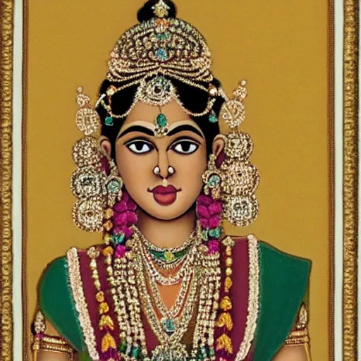 Prompt: A beautiful hindu princess, extremely detailed, wearing jewellery, symmetric,