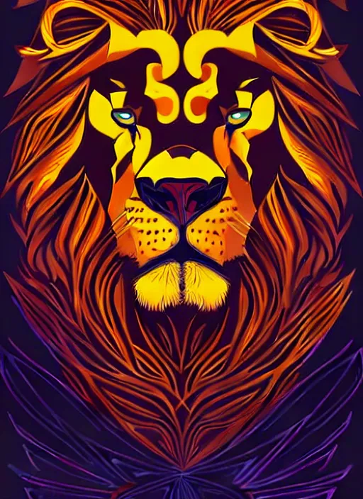 Image similar to concept art by dan mumford of a mask of symbolic lion, style of symbolism art style, digital painting, sharp focus, illustration
