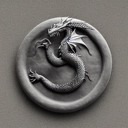 Image similar to “fire breathing dragon, sculpture in the round, stone”