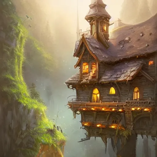 Image similar to a highly detailed fantasy digital art trending on artstation by andreas rocha of a house made of swiss cheese